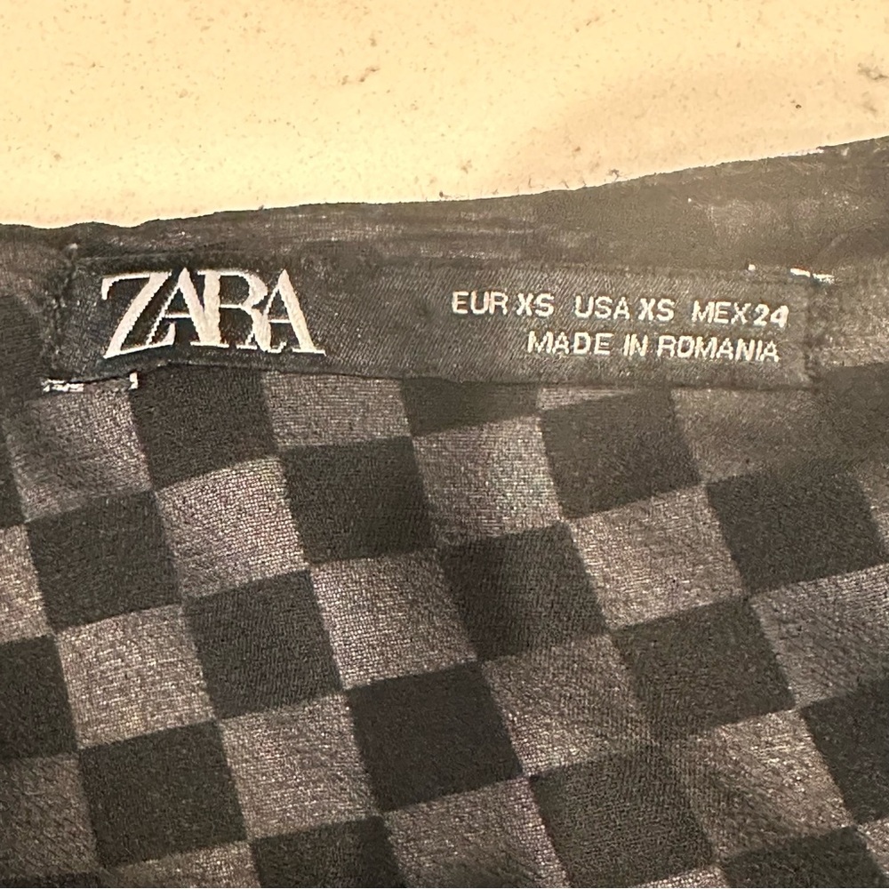 Checkered Black & White Open-Back Mini Dress Zara XS - Picture 3 of 6
